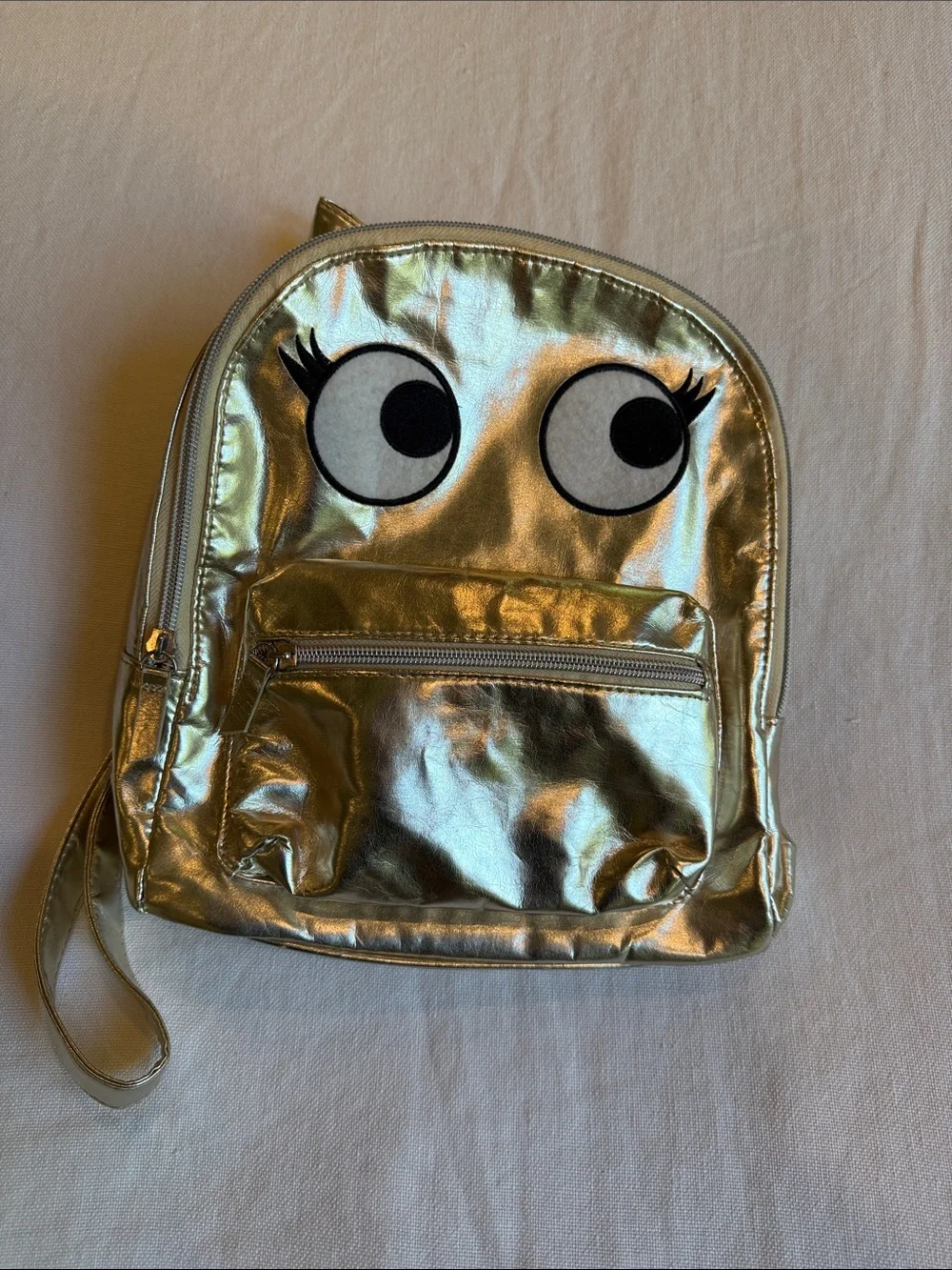 Kids Metallic Gold Eye Backpack - Playful Mini Backpack